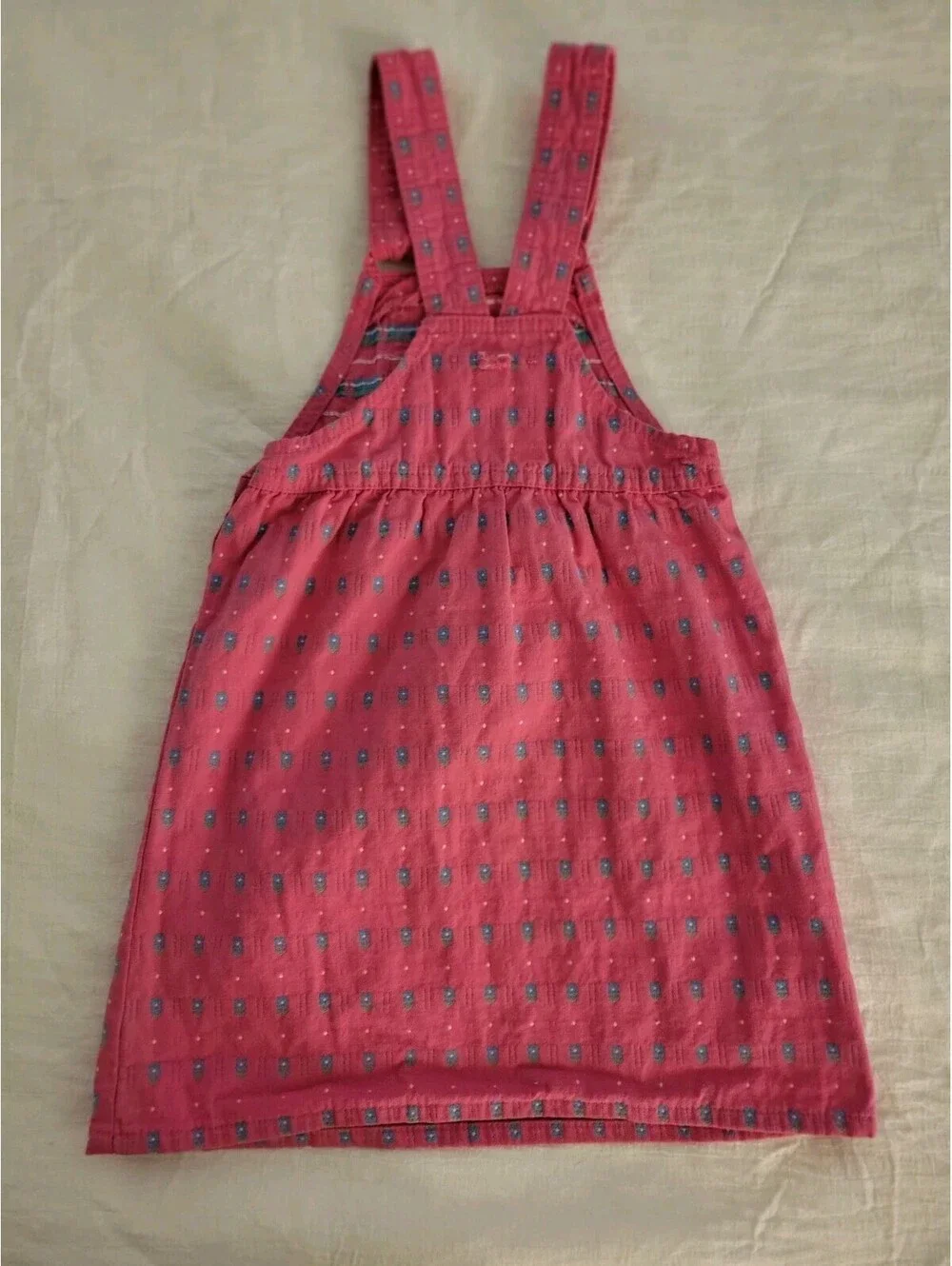 Vintage OshKosh B'Gosh Girls 6X Pink Overall Jumper Dress USA Union Made 100%...